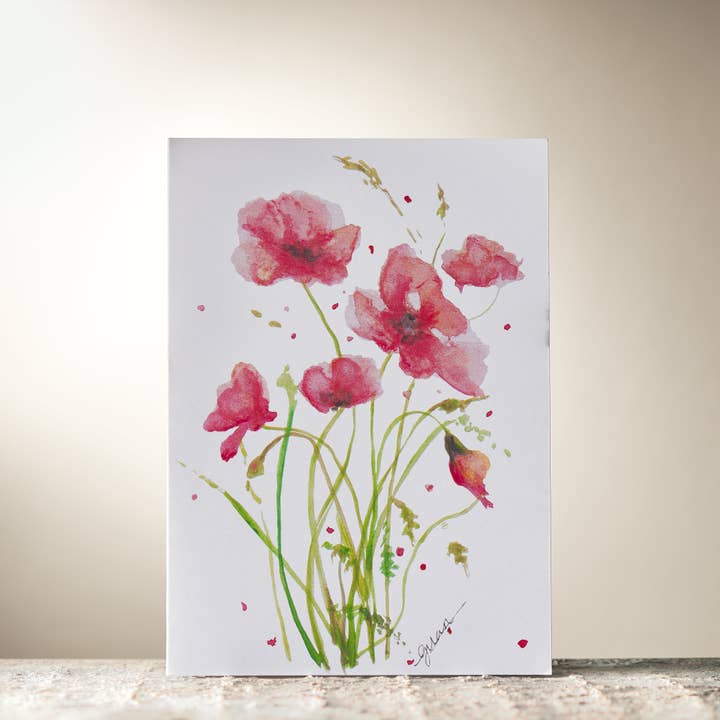 Red Poppies Card by Guan for wholesale by HomeLess Made