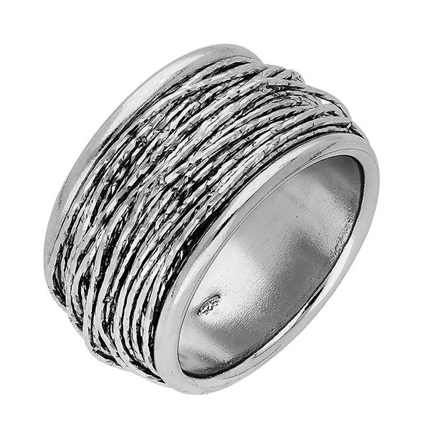 Bague argent large fil scintillant pour la vente par ORUS BIJOUX