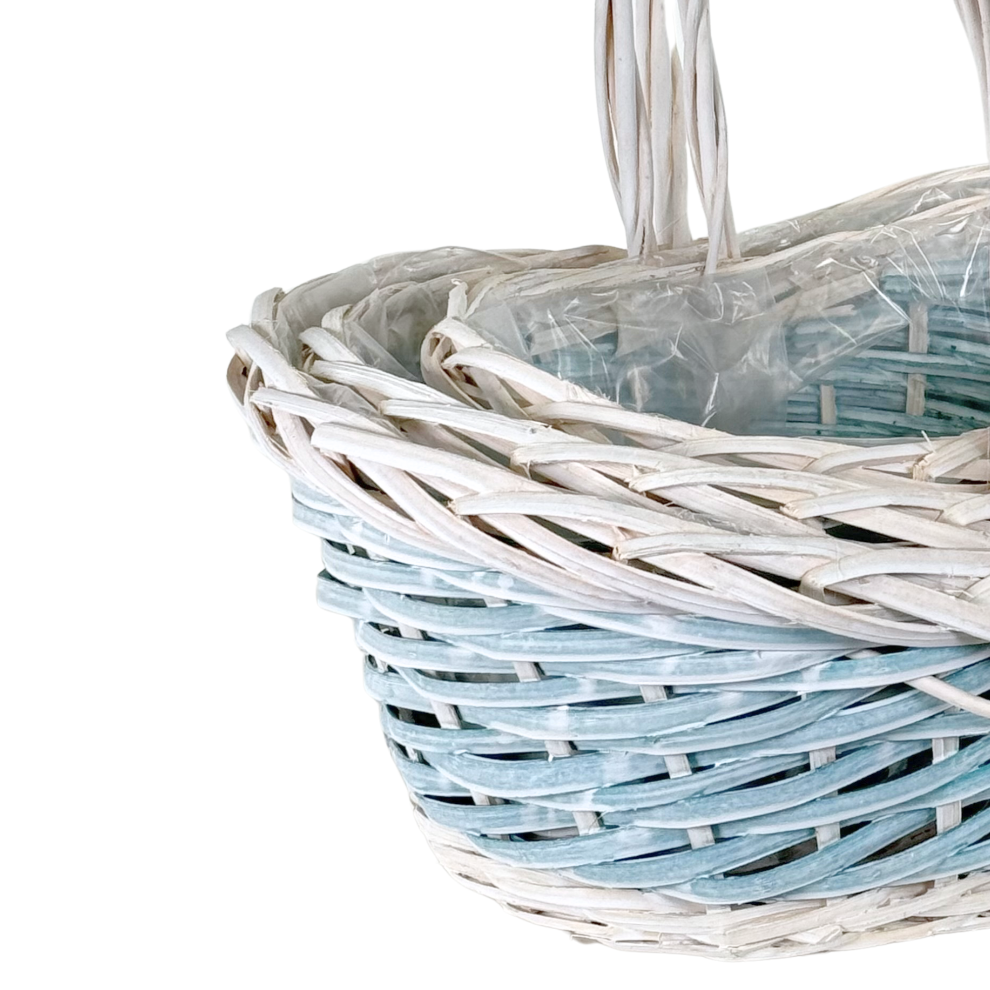 Jacobson - Wholesale Basket - 17"L Blue Woven Baskets - Whitewashed - Set of 31