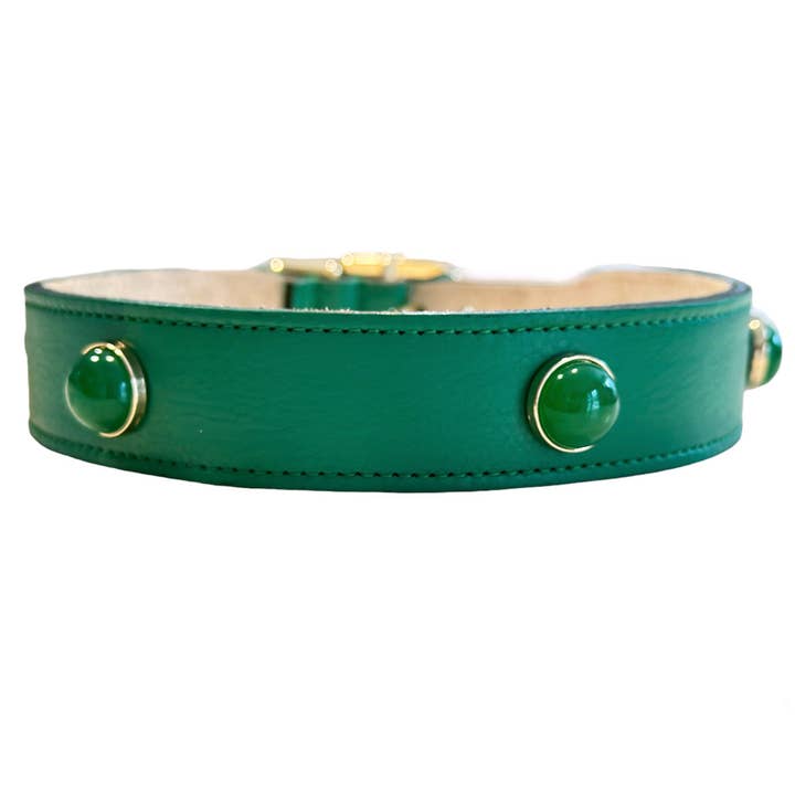 Au Naturale Dog Collar in Emerald Green & Chrysoprase for wholesale by Hartman & Rose