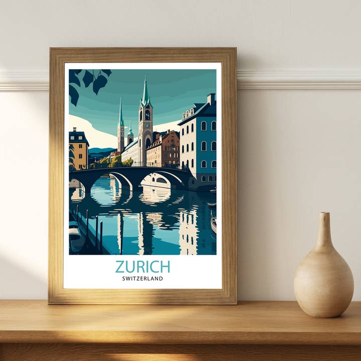 InkNPrintz – wholesale Art print – Zurich Switzerland Travel Poster Zurich2