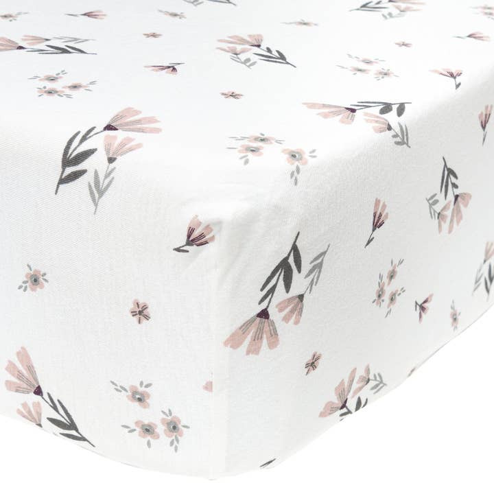 Bamboo Fitted sheet - Watercolor Flowers for wholesale by Perlimpinpin
