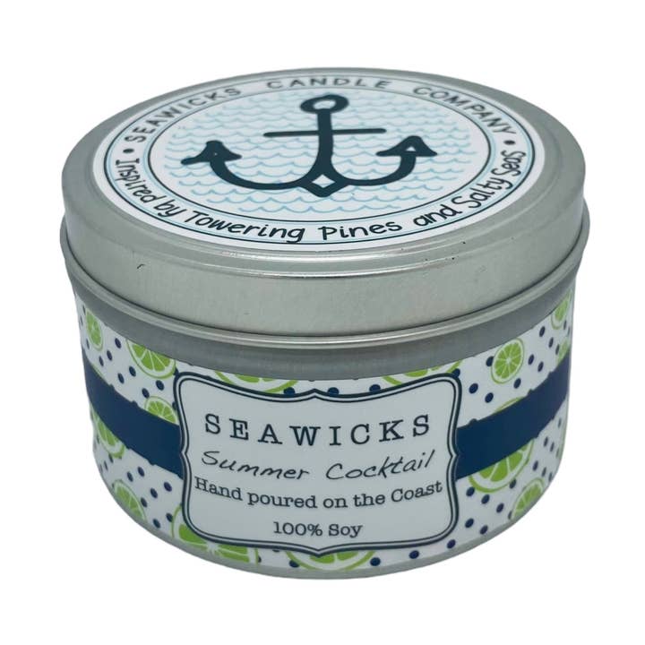Summer Cocktail 100% Soy Large Travel Tin for wholesale by Seawicks Candle Company