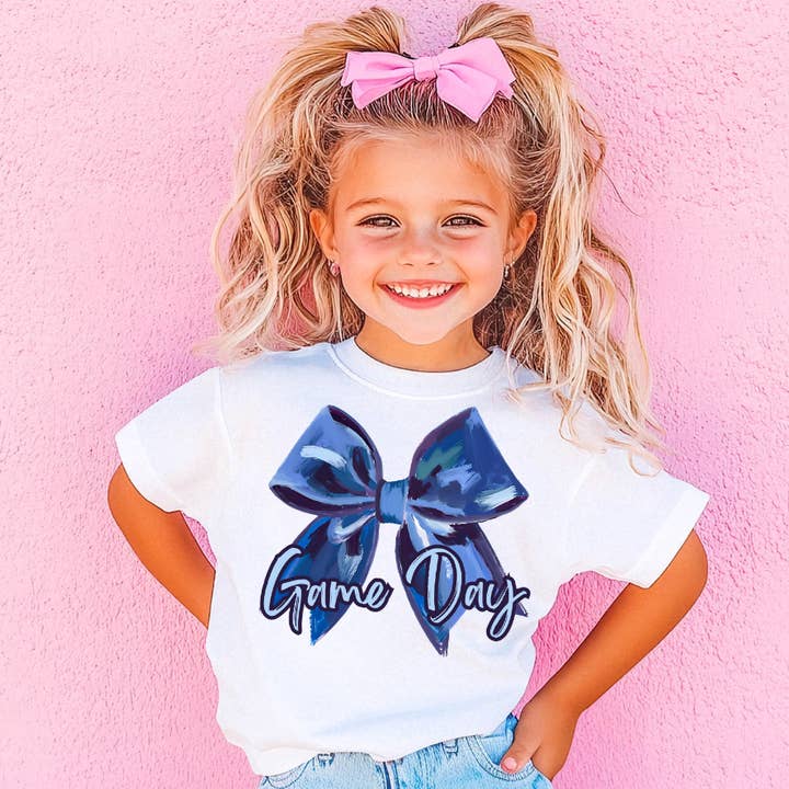 T-shirt à nœud bleu royal pour jour de match pour la vente par Under The Lights Designs