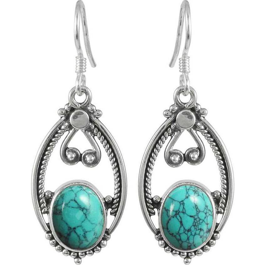 ZiFiti - Wholesale Dangle Earrings - Possessing Turquoise Gemstone Silver Jewelry Earrings0