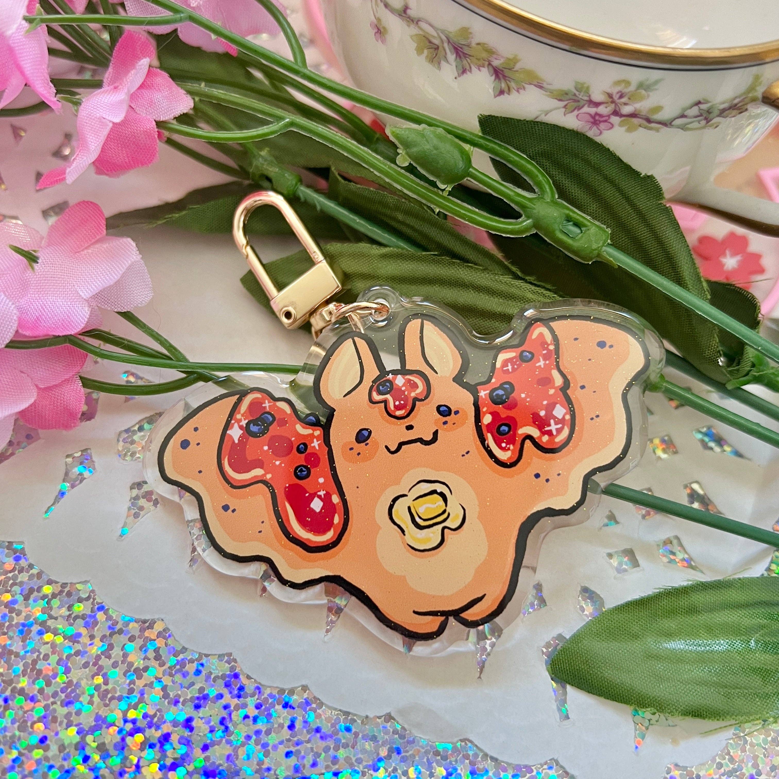 Woolblossom - Wholesale Individual Charm/Pendant - Blueberry Pancake Bat ~ Acrylic Charm1