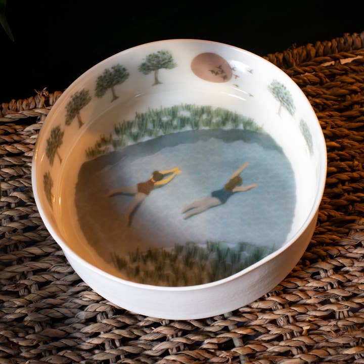 Handmade Porcelain 'Closest Friends' Wild Swimming Bowl for wholesale by Becky Mackenzie Ceramics