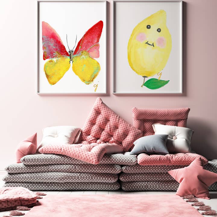 Oeuvre d'art de pépinière Papillon II | Imprimé pour la vente par claire jordan designs