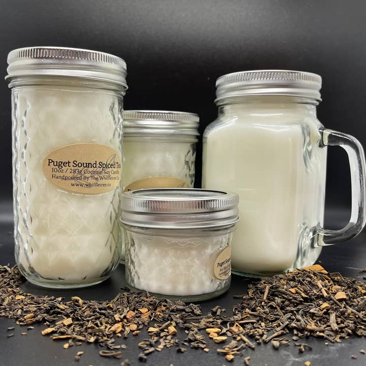 Puget Sound Spiced Tea Wood Wick Candle | Coconut Soy Wax | Crackling Wick | Scented Candle | Scented Candle | Hand Poured Candle for wholesale by The Whiffletree Co