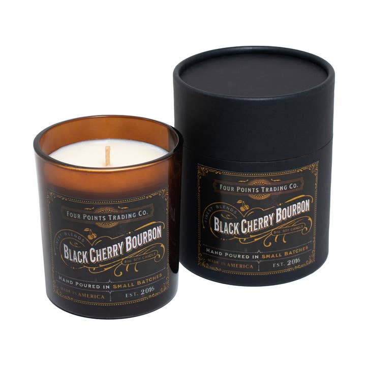 Four Points Trading Co – wholesale Jar/filled candle – Black Cherry Bourbon 8 oz Soy Candle2