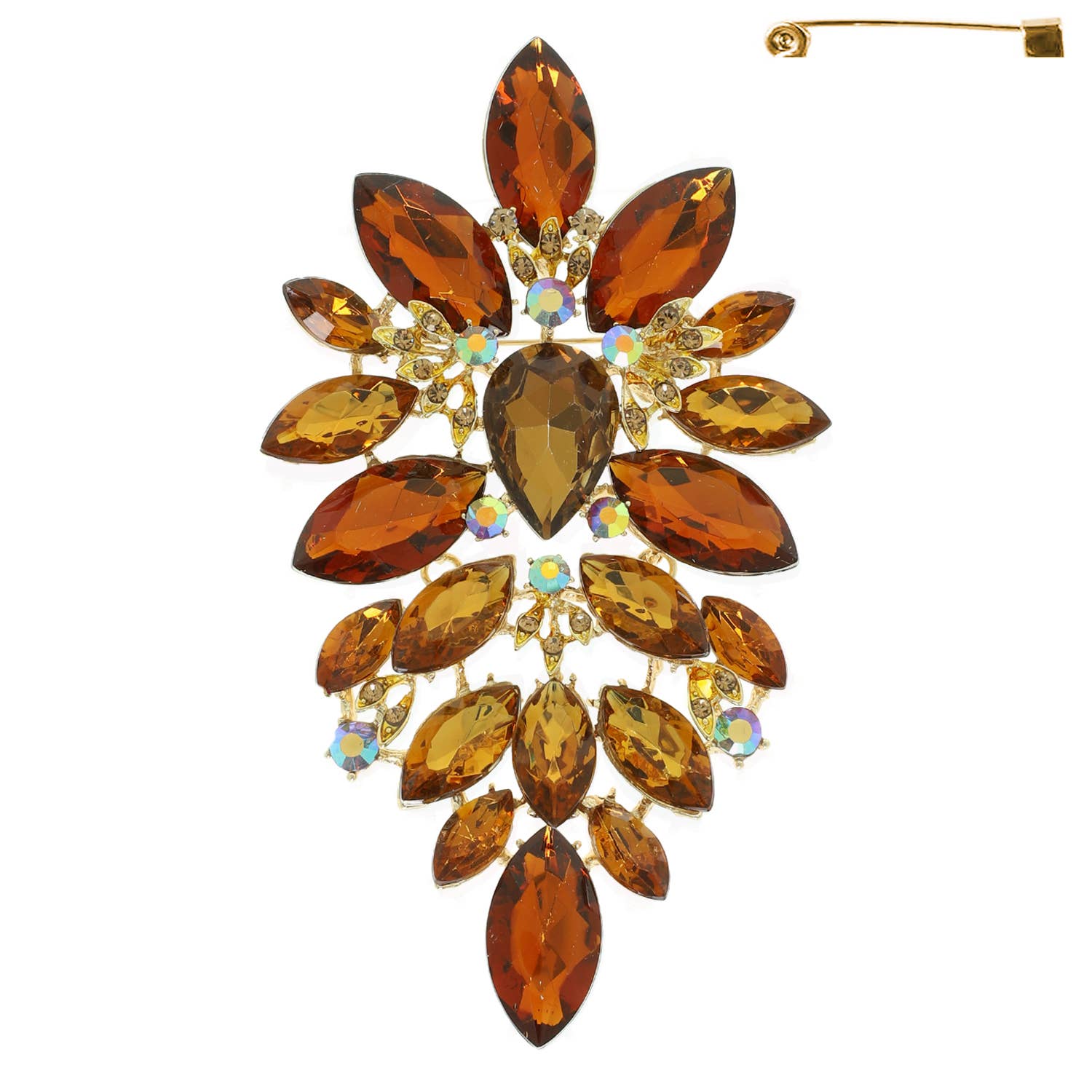 SP Sophia Collection - Wholesale Brooch - Floral Geo Shape Jeweled Cluster Brooch Pin 1