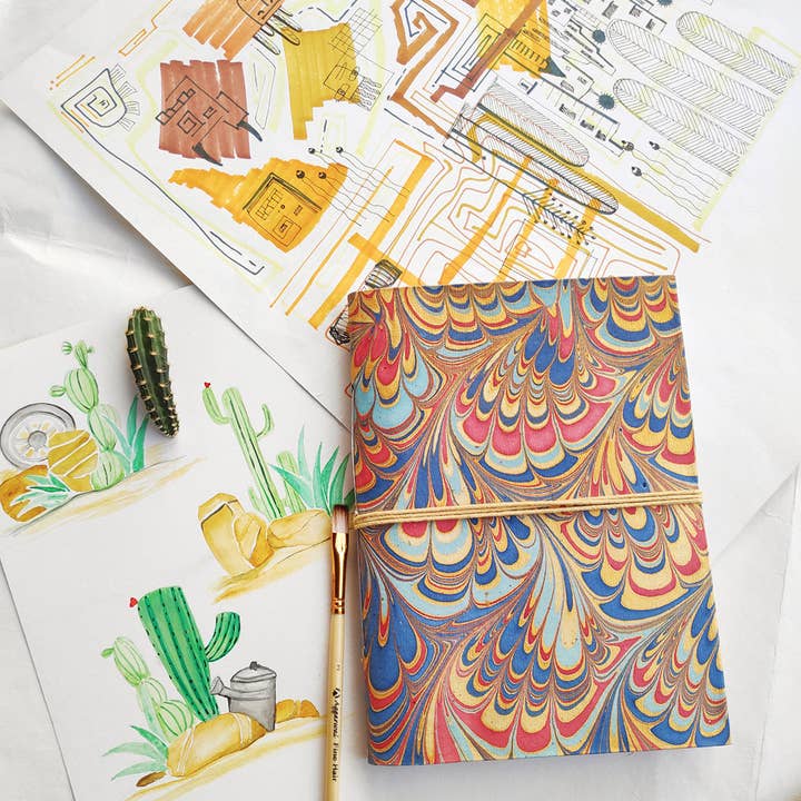 R K Handicrafts and Exporters - Wholesale Journal/Diary - Hardcover Journal Diary Notebook with Marble Print Bahi