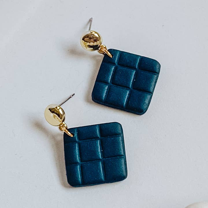 Black Quilted Dangles for wholesale by Happily Handmade Clay