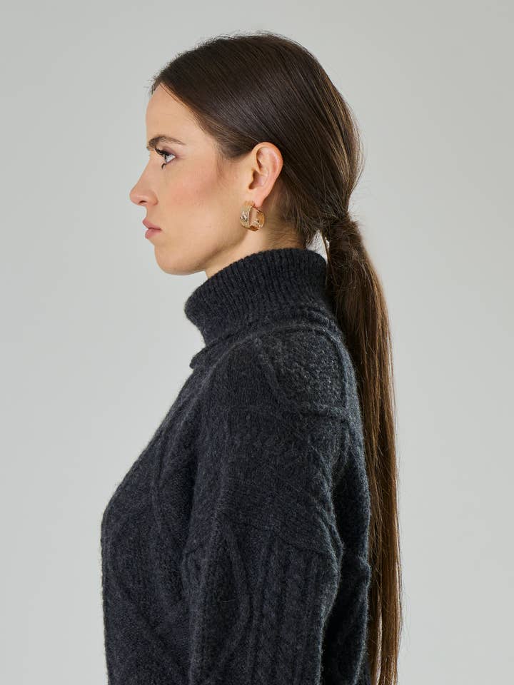 TENNÉ - Wholesale Dress - Women's - Dress with braids in Merino wool - Catia