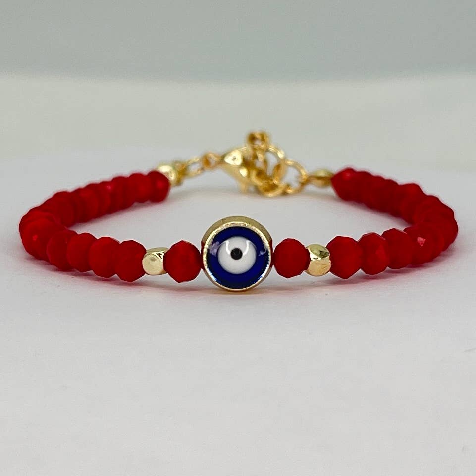Loli - Wholesale Link & Chain Bracelet - Crystal Beaded Evil Eye Bracelet - 12 Color Options 5