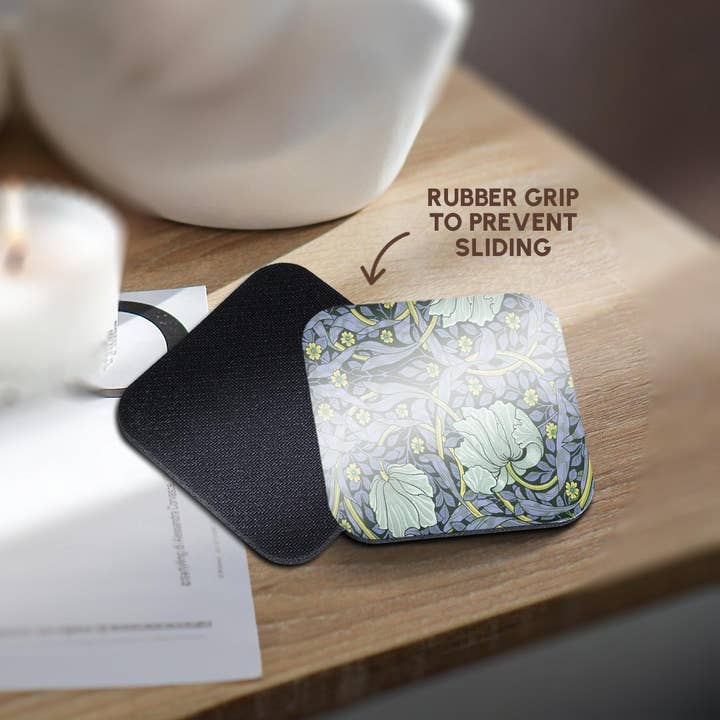 3dRose - Wholesale Coasters - 3dRose, Image of William Morris Style Gray And Yellow Floral Painting, Coaster10