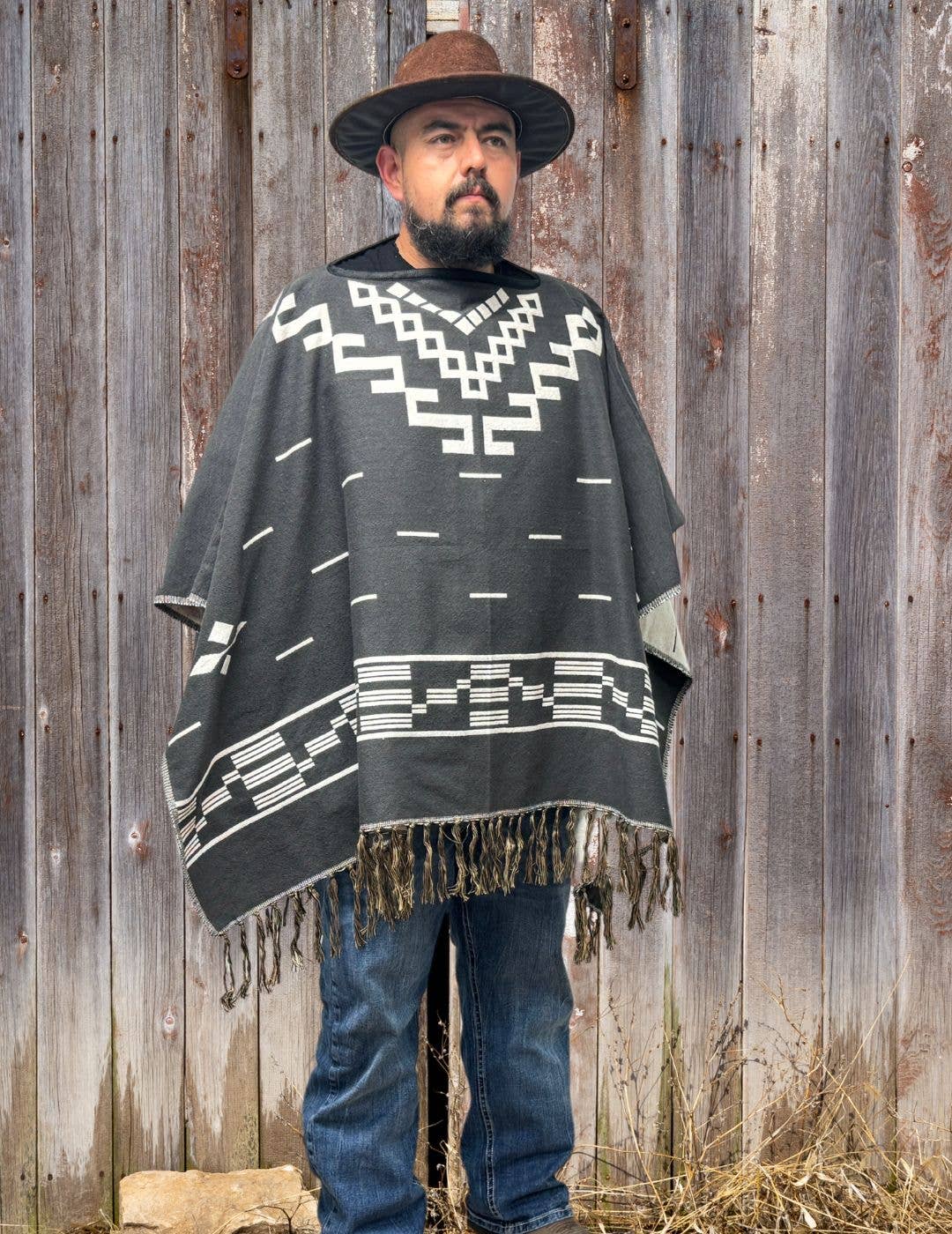 El Paso Saddleblanket - Wholesale Poncho - Unisex - Western Style Cotton Poncho, Design31