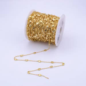 Stainless Steel Chain Bulk Wholesale Tarnish Free Gold Silver 1.5mm 2mm 3mm  Curb Link Chain by Length Yard Inch for Jewelry Making 
