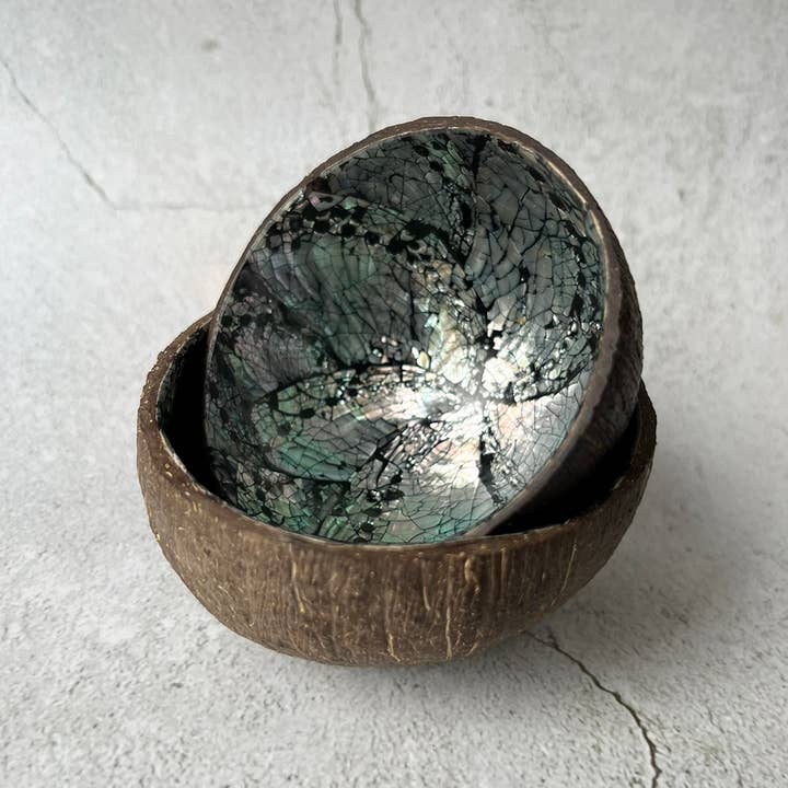 VIE – wholesale Decorative plate/dish/bowl – Coconut Shell Bowl with Abalone Inlay9