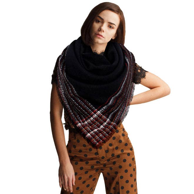 Manta, bufanda, cuadrada, con forro a cuadros para venta al por mayor de Madeline Love