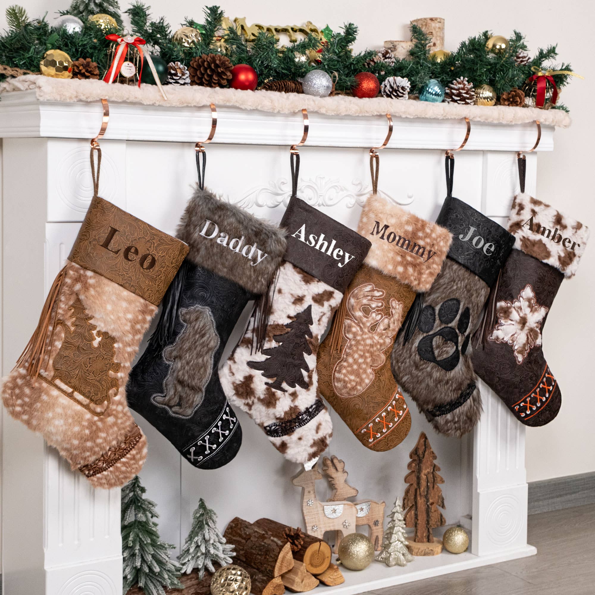 GEXWORLDWIDE – wholesale Holiday Stocking – New Western Cowboy Embroidered Christmas Stocking3