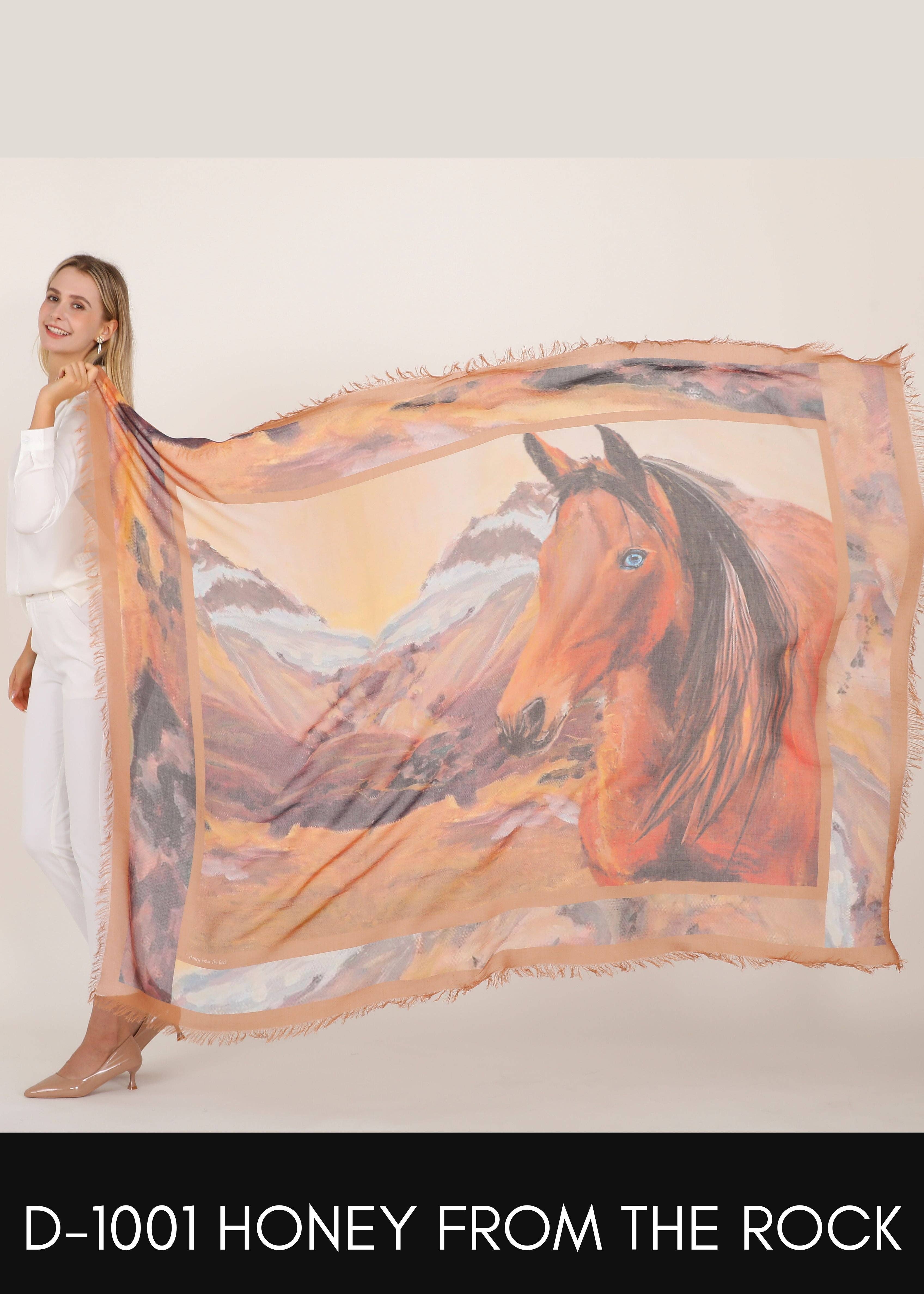 Love's Pure Light Scarves - Wholesale Scarf - Women's - D-1001 HONEY FROM THE ROCK- CARMEL HORSE2