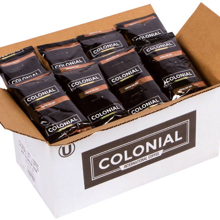 Bom Dia Brands - Wholesale Ground Coffee - Ground Coffee Packs, Dark Roast, 2.5 oz Bags, Bulk Coffee