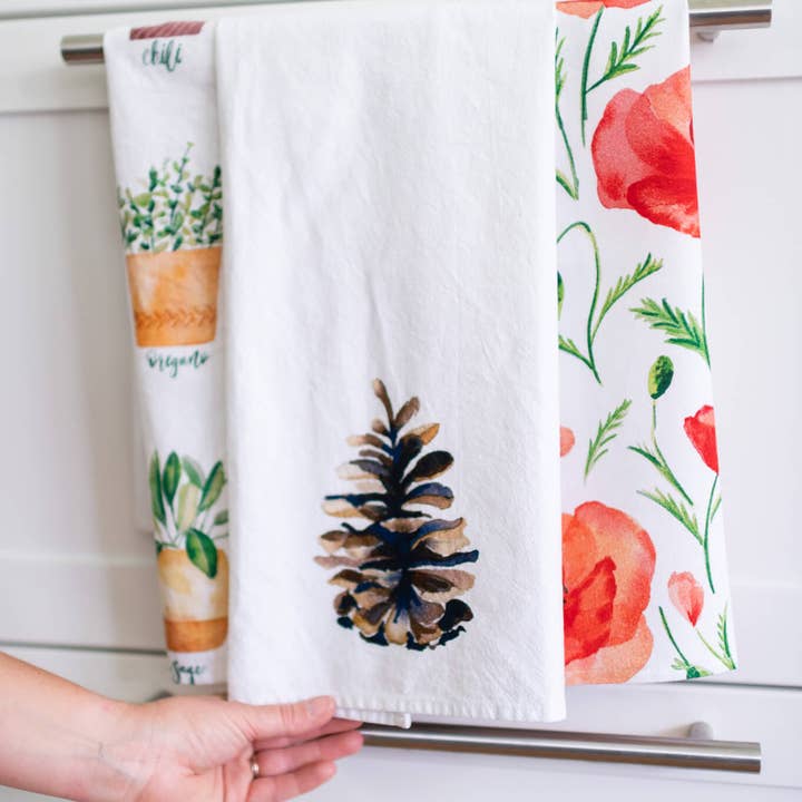 Watercolor Wednesday - Wholesale Tea Towel - Red Poppy Tea Towel | Watercolor Wildflower Kitchen Towel