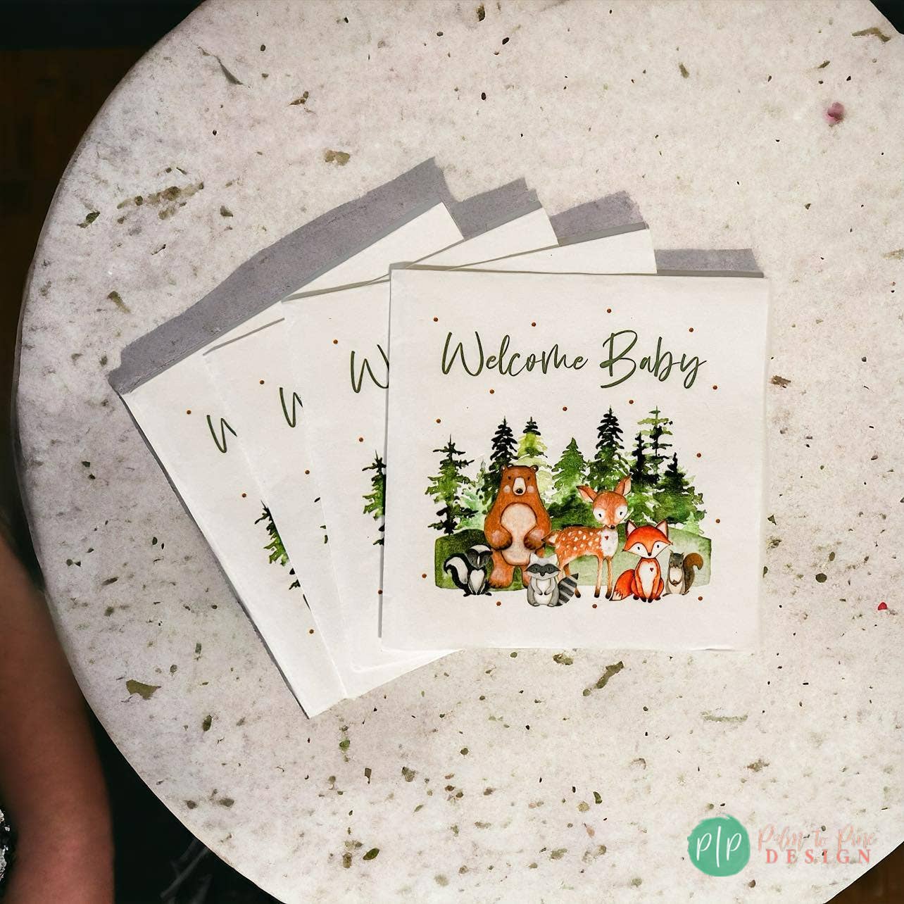Palm to Pine Design - Wholesale Disposable Napkin - Woodland Baby Shower Napkins, Woodland Party Tableware5