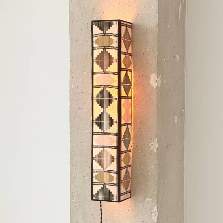 Loom Cloth Wall Sconce | Large Handwoven Kente Wall Lamp for wholesale by GOLDEN EDITIONS