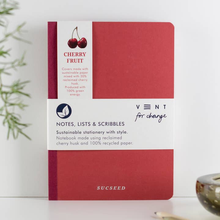 Notebook A5 Recycled Paper SUCSEED - Cherry Husk for wholesale by VENT for Change USA