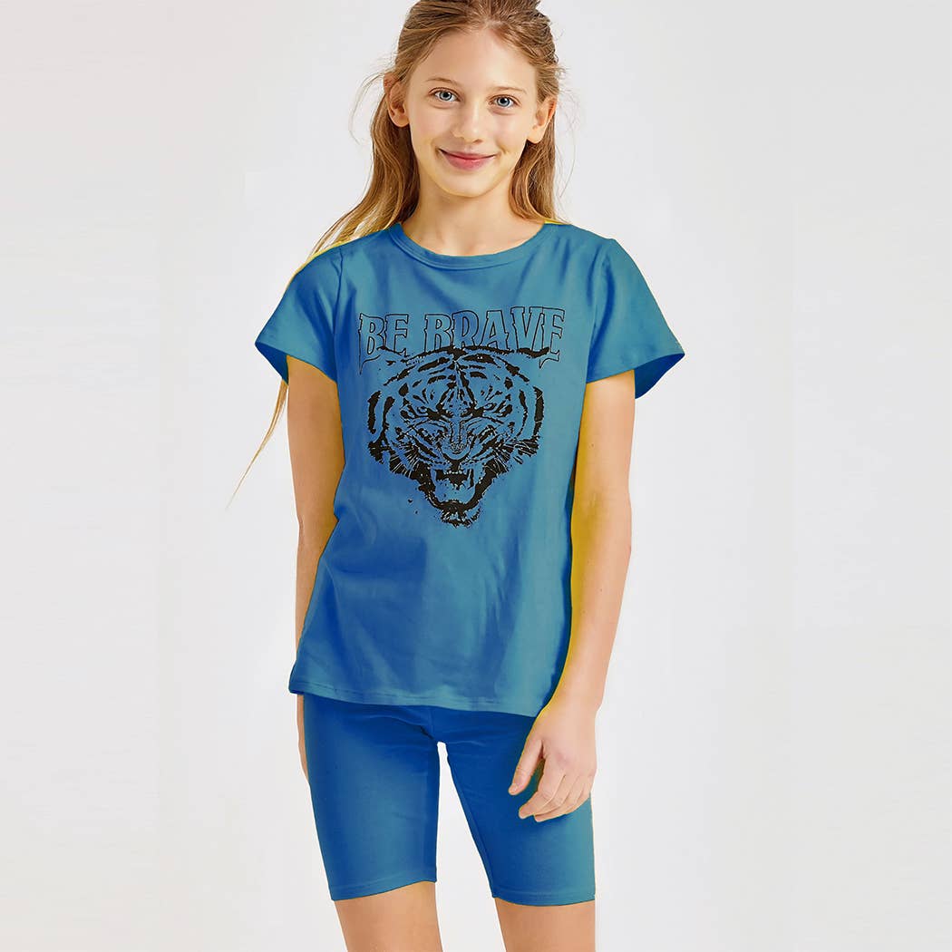 Good Girl – Großhandel Top- & Shorts-Set – Kinder – Kinder Tiger Grafiktop und kurzes Set0
