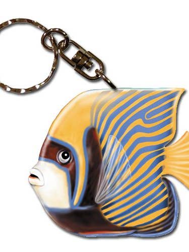 Fish Emperor Keychain Wooden for wholesale by Pipsqueak Productions