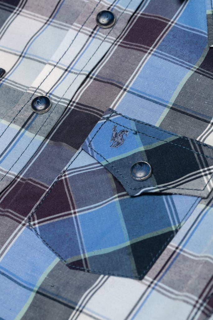 Rodeo Clothing – wholesale Skjortor – Barn – RODEO KLÄDER BARNENS RUTIGA VÄSTRA LÅNGÄRMAD SNAPSKJORTOR1