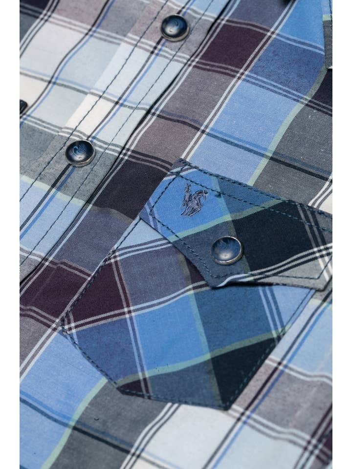 Rodeo Clothing - Wholesale Button Down Shirt - Kids - RODEO CLOTHING KID'S PLAID WESTERN LONG SLEEVE SNAP SHIRTS1