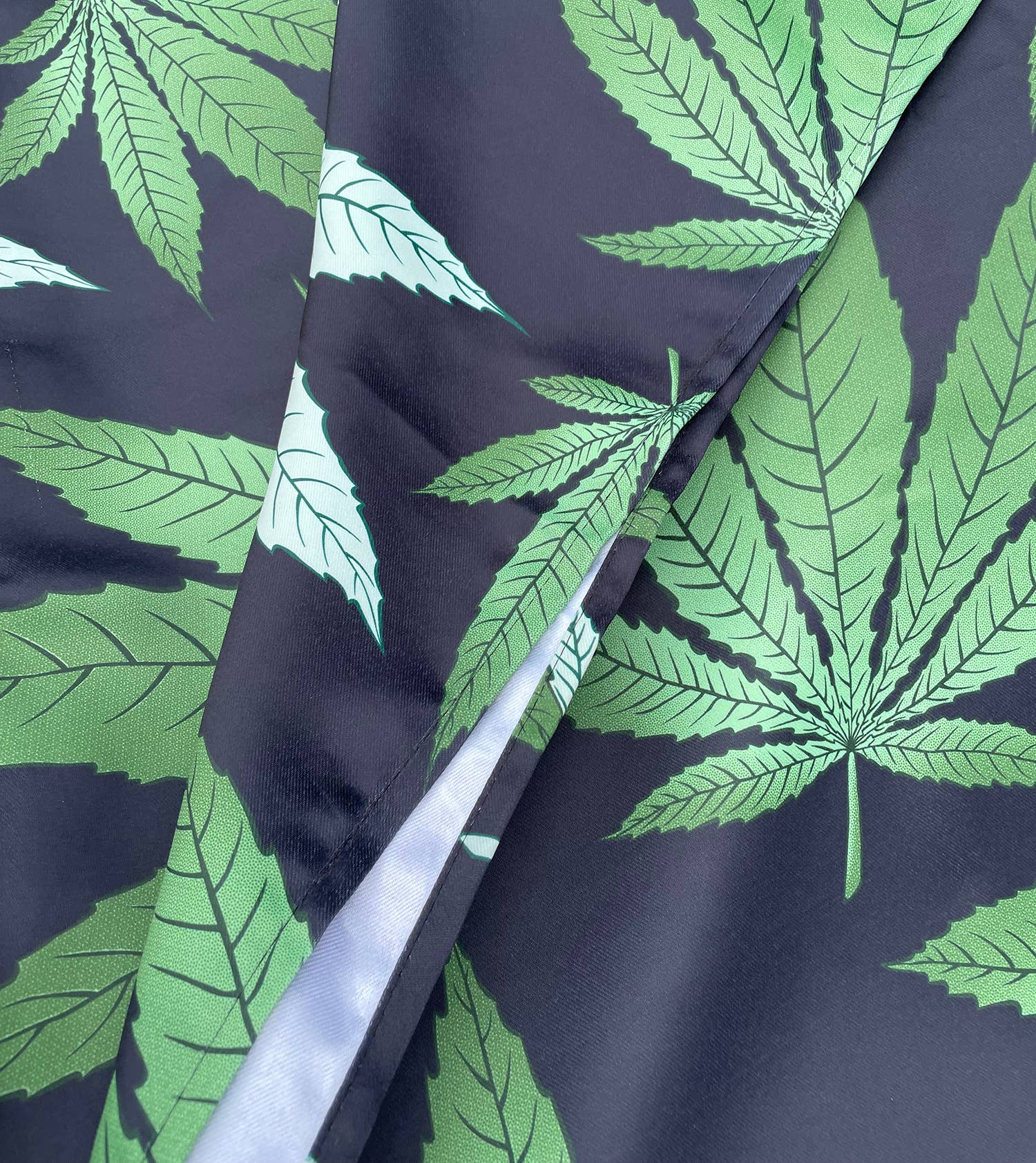 home mart goods – wholesale Curtain – Blackout Grommet Window Curtain Set Black Green Leaf4