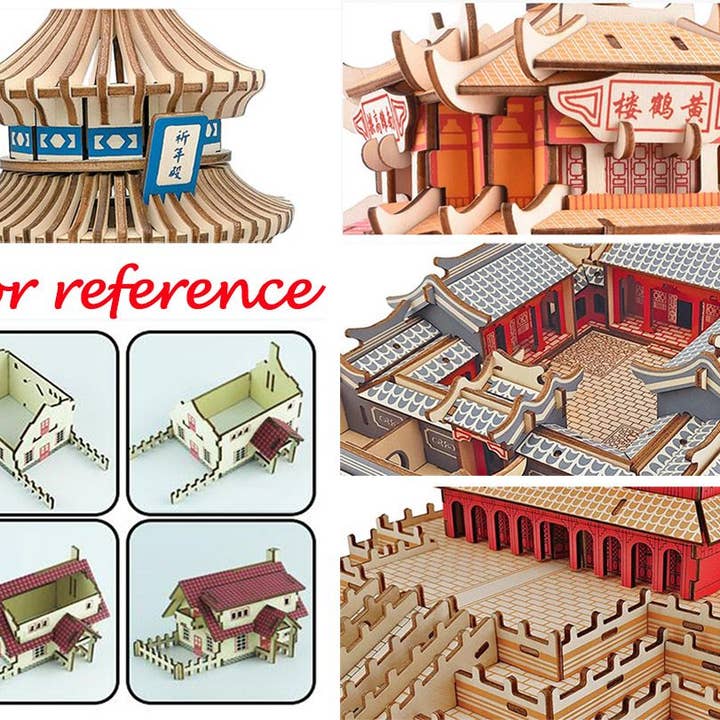 Naomi's Happy Place Shop - Wholesale DIY Craft Kit - 3D Wooden Puzzle for Adult DIY Assembly Chinese City Scene Buliding Model Home Decor Gift - Hexagonal Pavilion1