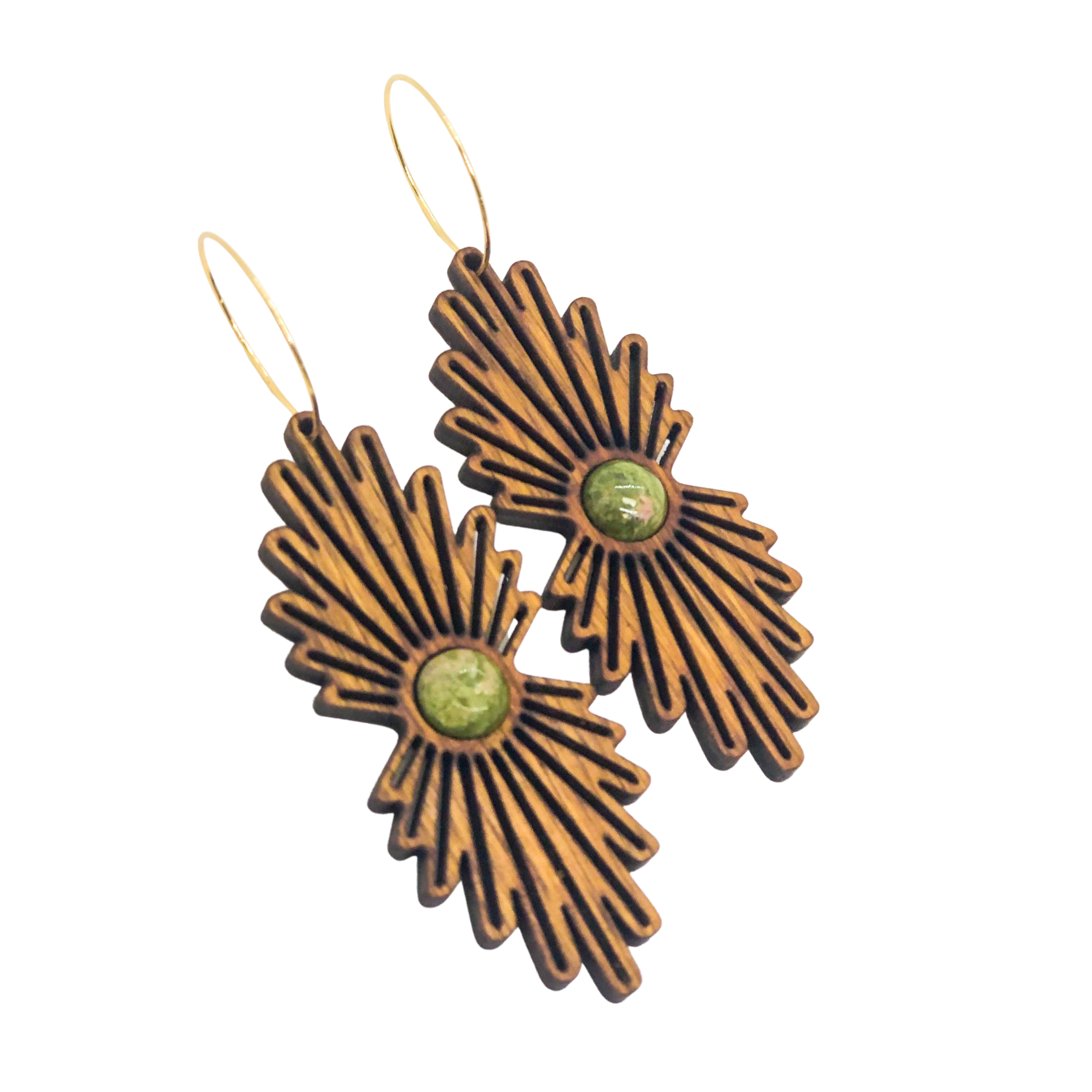 lovelevel – wholesale Dangle earrings – Gemstone Wood Earrings | SUNBURST0