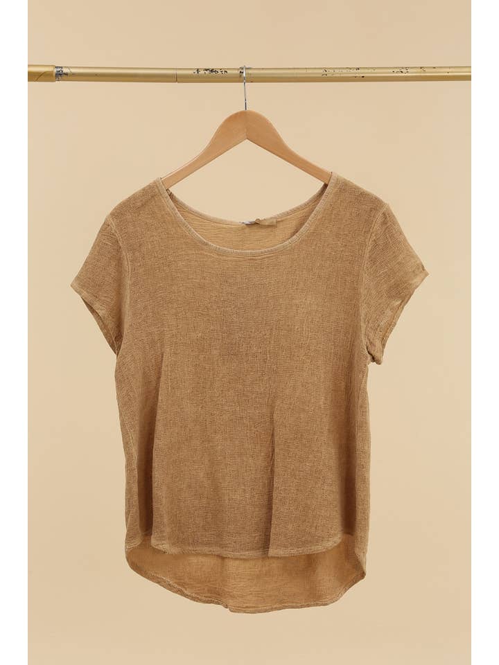 la maison des fibres naturelles - Wholesale T-shirt – women's - cotton-linen blend t-shirt, round neck 3389 10% linen 90% cotton2