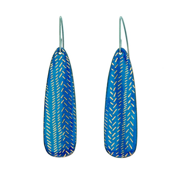 Gold Glyph Paddle Earrings ~ Cobalt for wholesale by Jenne Rayburn