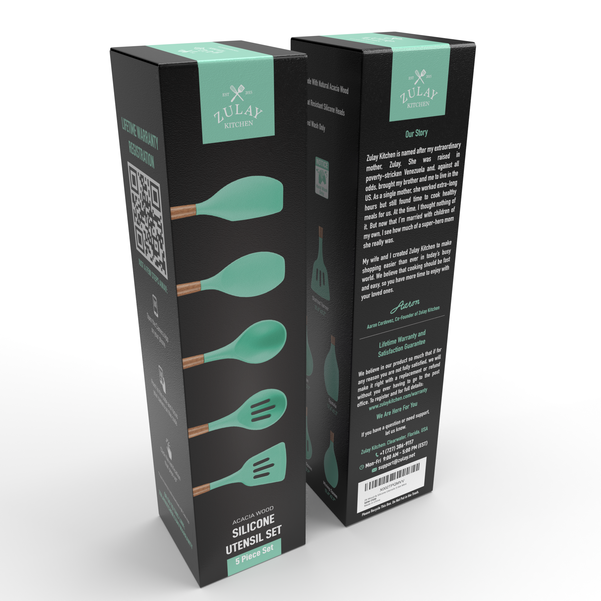 Zulay Kitchen - Wholesale Kitchen Utensil Set - 5-Piece Silicone Utensils Set with Wooden Handles2