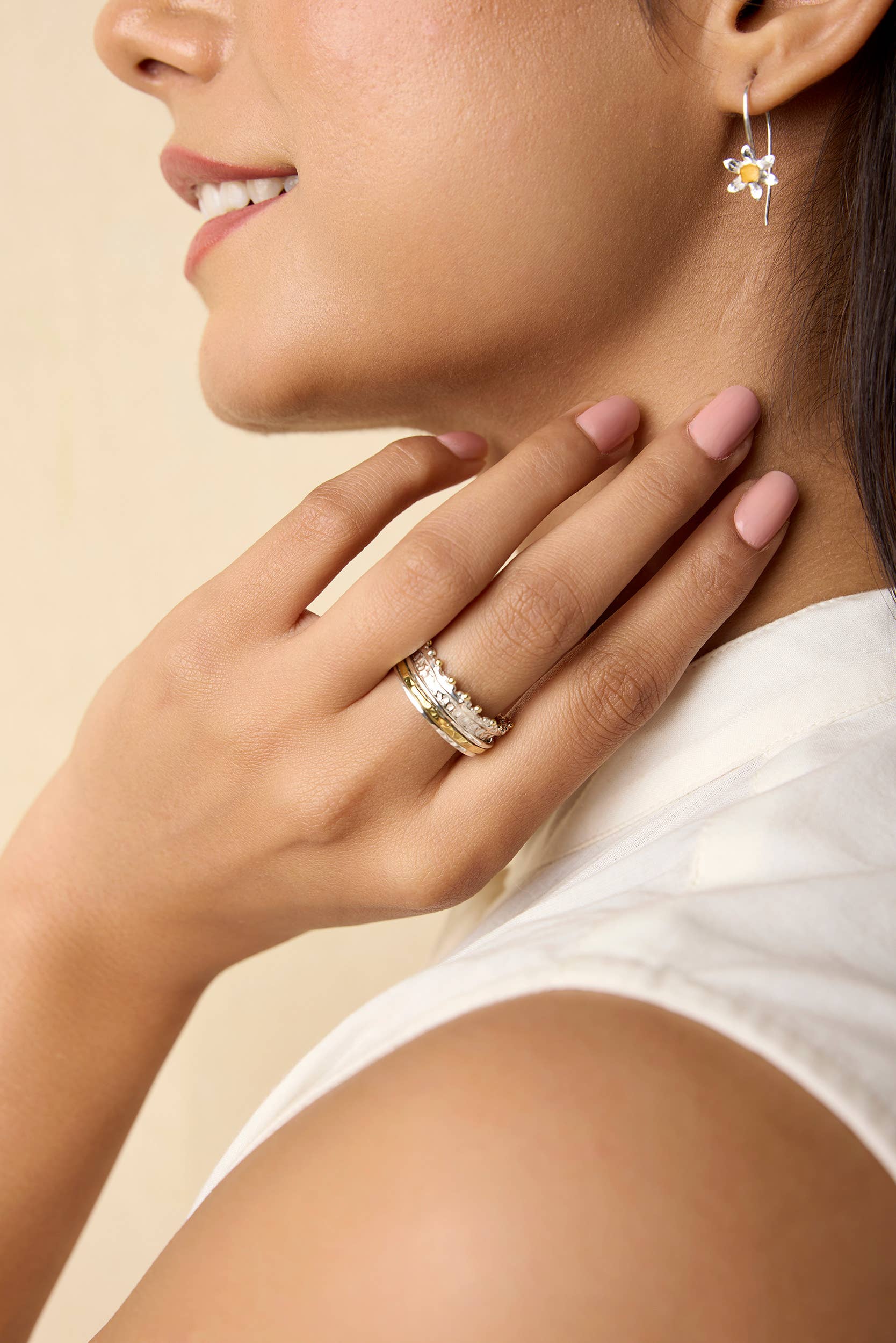 Banyan Jewellery - Wholesale Band/Stacked Ring - Handmade Crown Mixed Metal Spinning Ring2