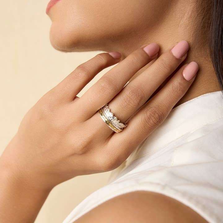 Banyan Jewellery - Wholesale Band/Stacked Ring - Handmade Crown Mixed Metal Spinning Ring5