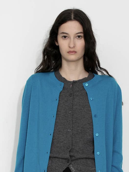 100% Wool Knit Cardigan with Crew Neck for wholesale by CUBIC