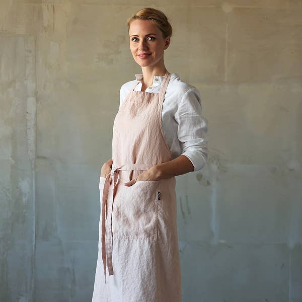 LinenMe - Wholesale Apron - Linen Bib Apron Rosa Stone Washed3