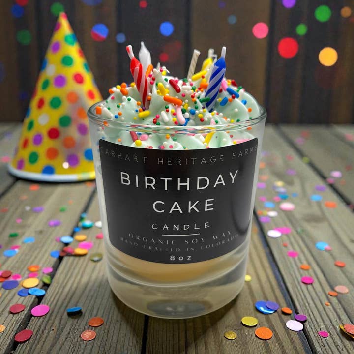 Birthday Cake Candle for wholesale by Carhart Heritage Farms