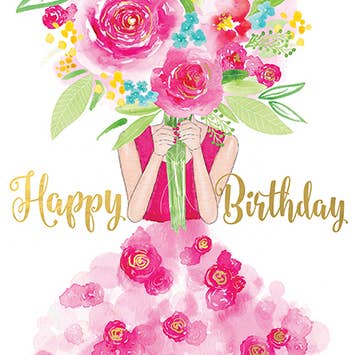 FLOWER GIRL BIRTHDAY GREETING CARD 4.5 x 6.25" for wholesale by Calypso Cards LLC