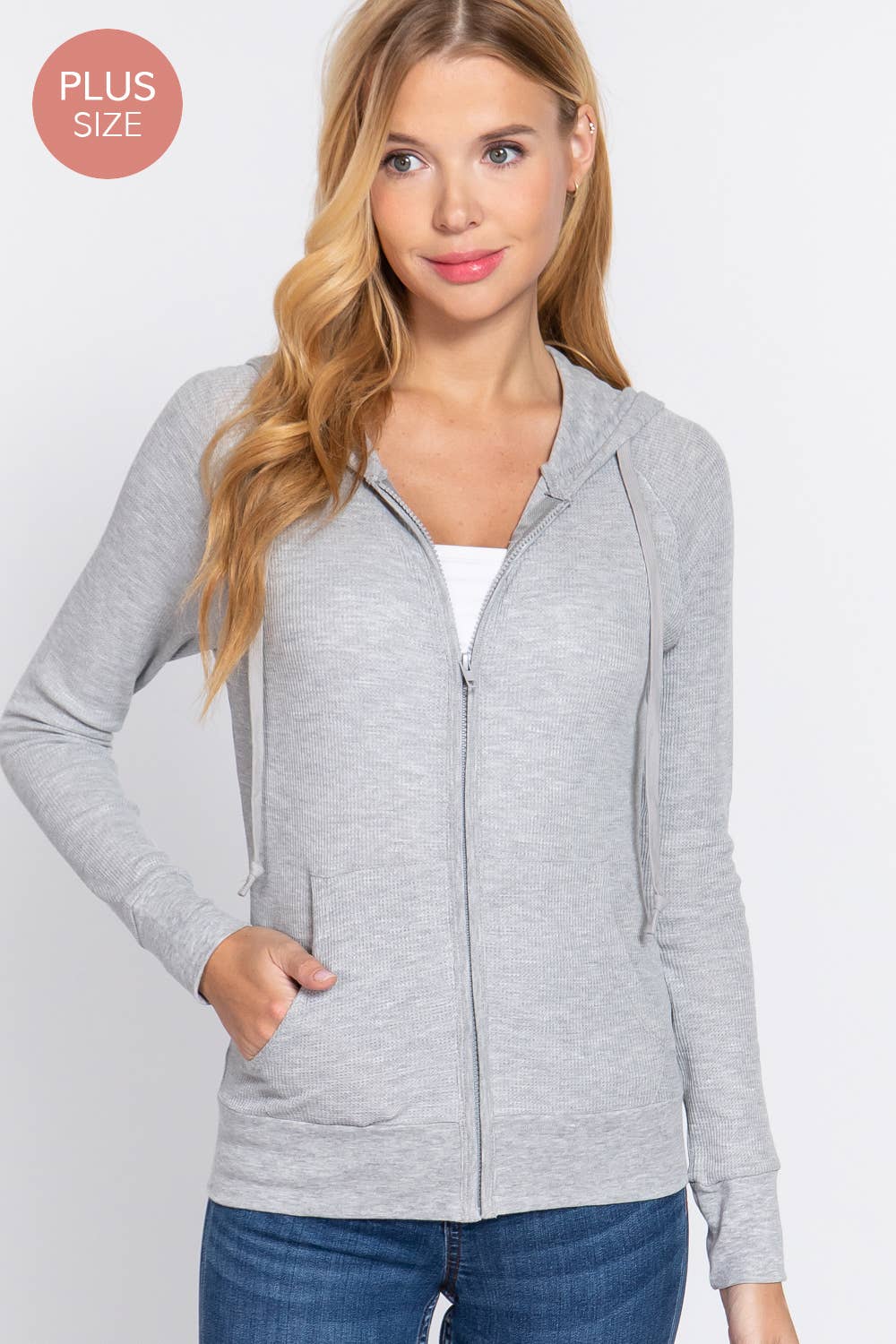 Active Basic | Active USA - Vendita all'ingrosso Felpa con cappuccio - Donna - [TAGLIA FORTE] Giacca Termica con Cappuccio a Maniche Lunghe e Tasca a Marsupio30