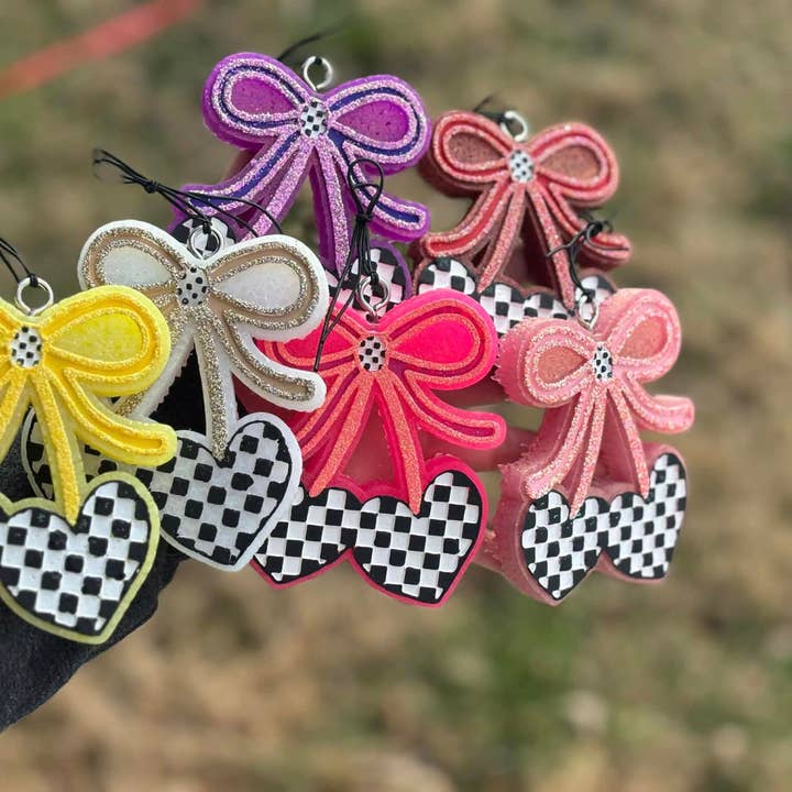 Checkered Cherry Bow Freshies for wholesale by Faith'sVarietyShop