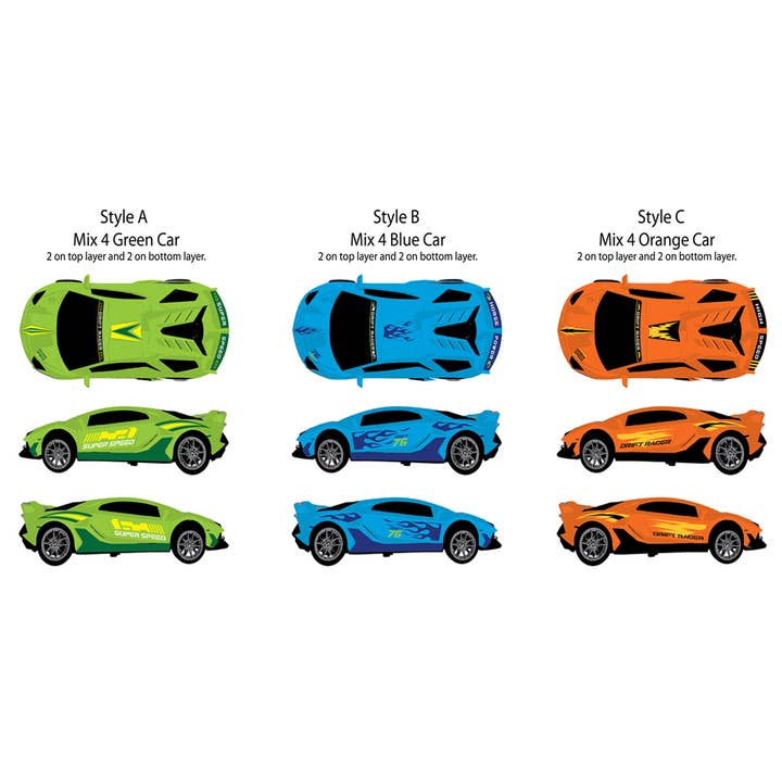 Novelty Closeout - Wholesale Toy Car/Truck - Kids - Large Sideways Drift Racers Friction Car Assortment - 12/Pk3
